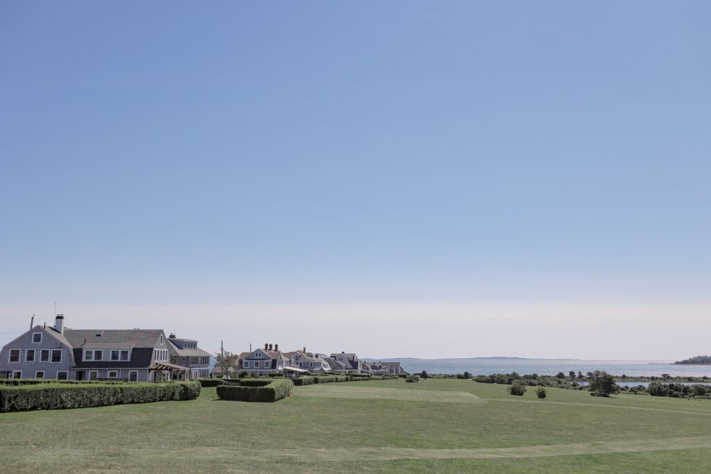 View of Atlantic ocean from Salters Point in South Dartmouth, Massachusetts. Coastal New England Wedding.