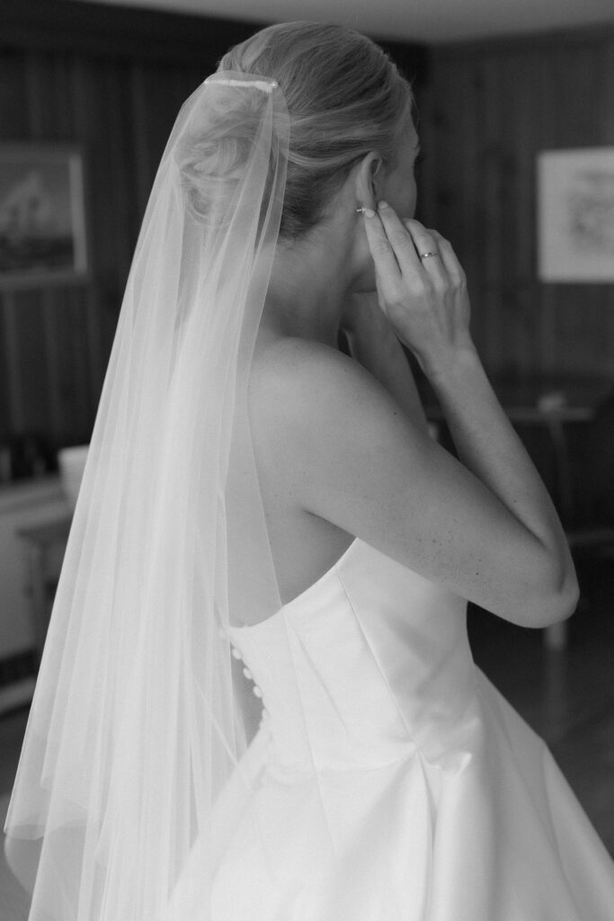 Close up detail of Bride's veil. Coastal New England Wedding.