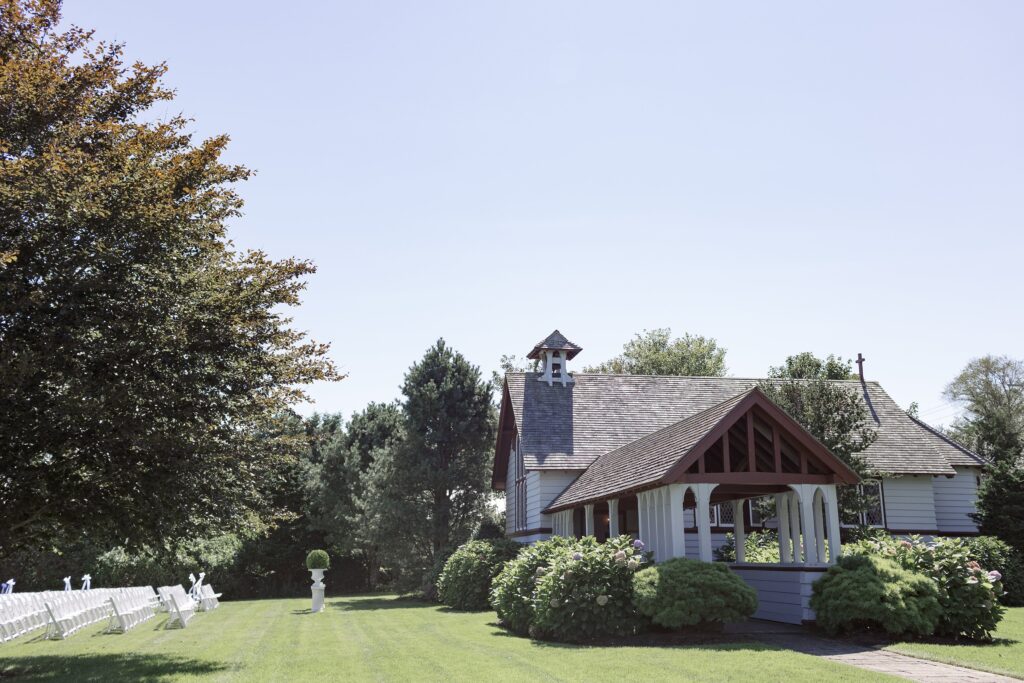 Landscape of church and surrounding property for South Dartmouth wedding. Coastal New England Wedding.